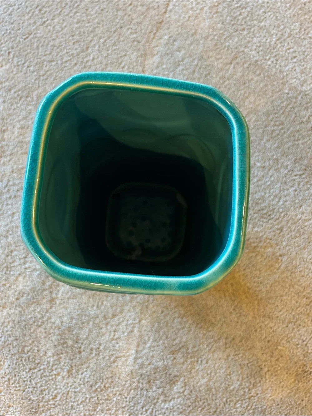 Teal Ceramic Decorative Vase with Textured Medallions - Brand: